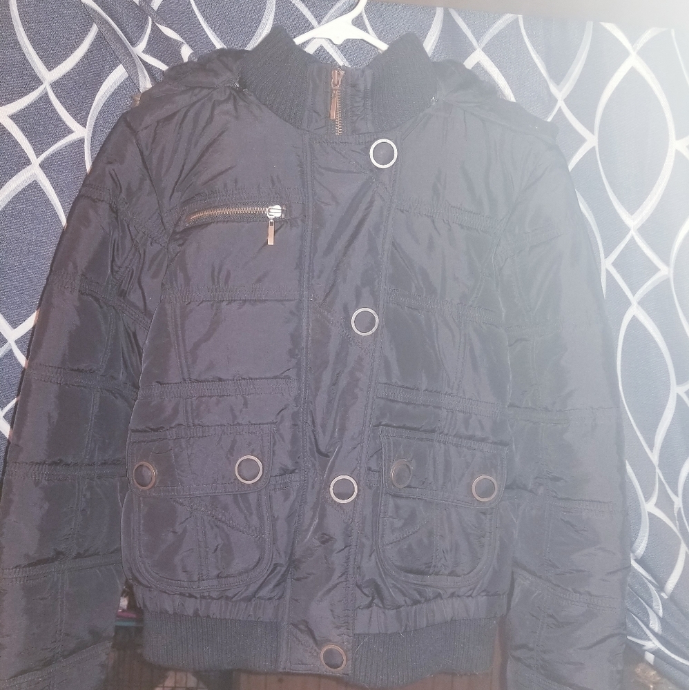 Black Rivet Puffer Coat